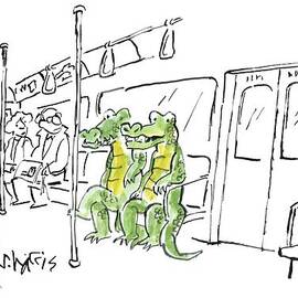  Two Alligators Ride The Subway by Sidney Harris