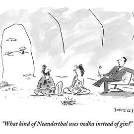 A Caveman And Cavewoman Sit On The Floor by Liza Donnelly