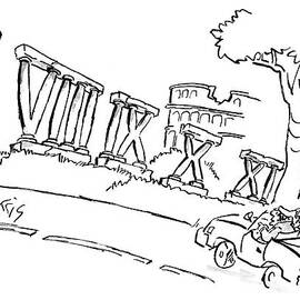 A Man And Woman Are Seen Driving In A Car by Sidney Harris