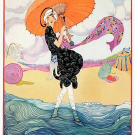 A Vogue Cover Of A Woman On A Beach by Helen Dryden