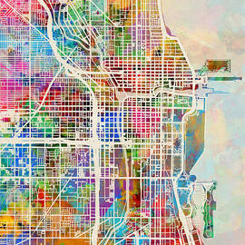 Chicago City Street Map by Michael Tompsett