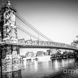 Cincinnati Roebling Bridge Black and White Picture by Paul Velgos