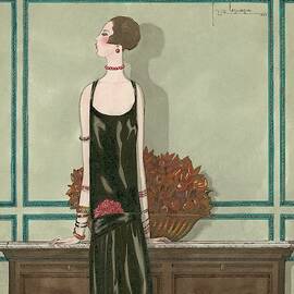 Vogue Magazine Cover Featuring A Woman Wearing by Georges Lepape