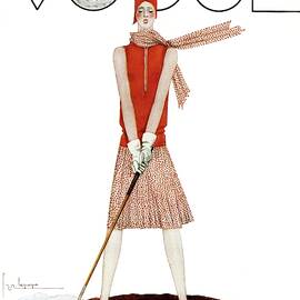 A Vintage Vogue Magazine Cover Of A Woman by Georges Lepape