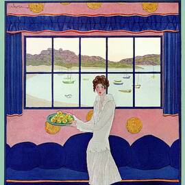 A Vintage Vogue Magazine Cover Of A Woman by Georges Lepape