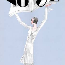 A Vintage Vogue Magazine Cover Of A Woman by Georges Lepape