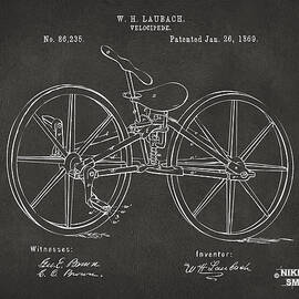 1869 Velocipede Bicycle Patent Artwork - Gray by Nikki Marie Smith
