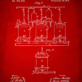 1873 Brewing Beer and Ale Patent Artwork - Red by Nikki Marie Smith