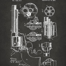 1875 Colt Peacemaker Revolver Patent Artwork - Gray by Nikki Marie Smith