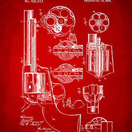 1875 Colt Peacemaker Revolver Patent Red by Nikki Marie Smith