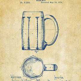 1876 Beer Mug Patent Artwork - Vintage by Nikki Marie Smith