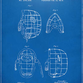 1878 Baseball Catchers Mask Patent - Blueprint by Nikki Marie Smith