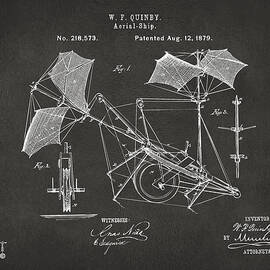 1879 Quinby Aerial Ship Patent - Gray by Nikki Marie Smith