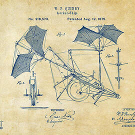 1879 Quinby Aerial Ship Patent - Vintage by Nikki Marie Smith