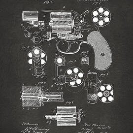 1881 Colt Revolving Fire Arm Patent Artwork - Gray by Nikki Marie Smith