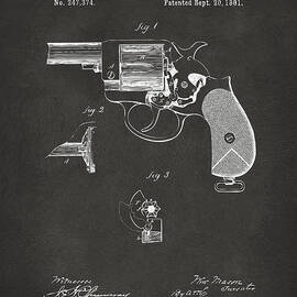 1881 Mason Colt Revolving Fire Arm Patent Artwork - Gray by Nikki Marie Smith