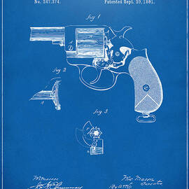 1881 Mason Revolving Fire Arm Patent Artwork Blueprint by Nikki Marie Smith