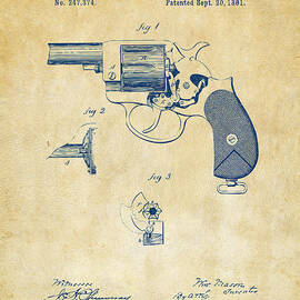 1881 Mason Revolving Fire Arm Patent Artwork Vintage by Nikki Marie Smith