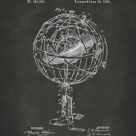 1885 Terrestro Sidereal Sphere Patent Artwork - Gray by Nikki Marie Smith