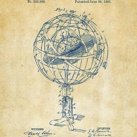1885 Terrestro Sidereal Sphere Patent Artwork - Vintage by Nikki Marie Smith