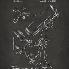 1886 Microscope Patent Artwork - Gray by Nikki Marie Smith