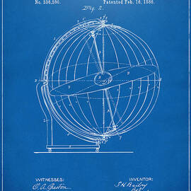 1886 Terrestro Sidereal Globe Patent 2 Artwork - Blueprint by Nikki Marie Smith