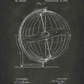 1886 Terrestro Sidereal Globe Patent 2 Artwork - Gray by Nikki Marie Smith