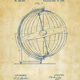 1886 Terrestro Sidereal Globe Patent 2 Artwork - Vintage by Nikki Marie Smith