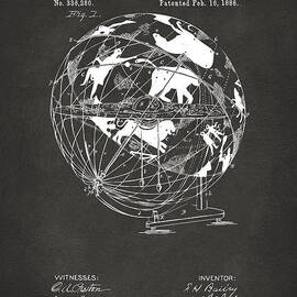1886 Terrestro Sidereal Globe Patent Artwork - Gray by Nikki Marie Smith