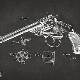 1889 Wesson Revolver Patent Minimal - Gray by Nikki Marie Smith