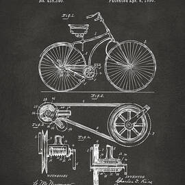 1890 Bicycle Patent Artwork - Gray by Nikki Marie Smith