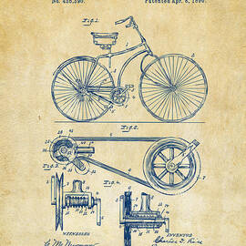 1890 Bicycle Patent Artwork - Vintage by Nikki Marie Smith