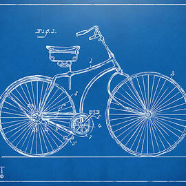 1890 Bicycle Patent Minimal - Blueprint by Nikki Marie Smith