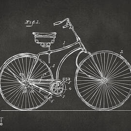 1890 Bicycle Patent Minimal - Gray by Nikki Marie Smith