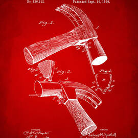 1890 Hammer Patent Artwork - Red by Nikki Marie Smith