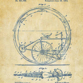 1894 Monocycle Patent Artwork Vintage by Nikki Marie Smith