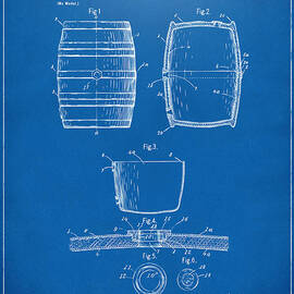 1898 Beer Keg Patent Artwork - Blueprint by Nikki Marie Smith