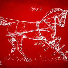 1900 Horse Hobble Patent Artwork Red by Nikki Marie Smith
