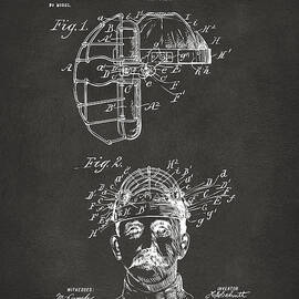 1904 Baseball Catchers Mask Patent Artwork - Gray by Nikki Marie Smith