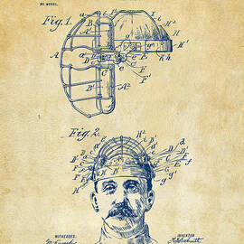 1904 Baseball Catchers Mask Patent Artwork - Vintage by Nikki Marie Smith