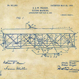 1906 Wright Brothers Flying Machine Patent Vintage by Nikki Marie Smith