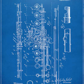 1908 Flute Patent - Blueprint by Nikki Marie Smith