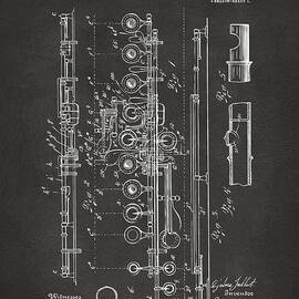 1908 Flute Patent - Gray by Nikki Marie Smith