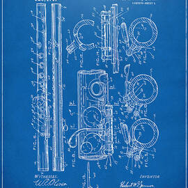 1909 Flute Patent - Blueprint by Nikki Marie Smith