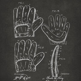 1910 Baseball Glove Patent Artwork - Gray by Nikki Marie Smith