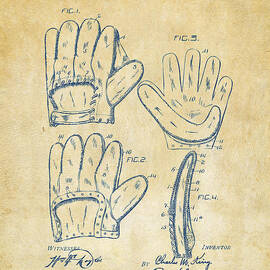 1910 Baseball Glove Patent Artwork Vintage by Nikki Marie Smith