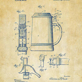 1914 Beer Stein Patent Artwork - Vintage by Nikki Marie Smith