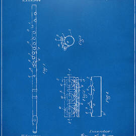 1914 Flute Patent - Blueprint by Nikki Marie Smith