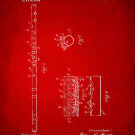 1914 Flute Patent - Red by Nikki Marie Smith