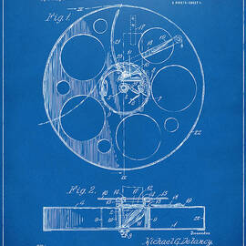 1915 Movie Film Reel Patent Blueprint by Nikki Marie Smith